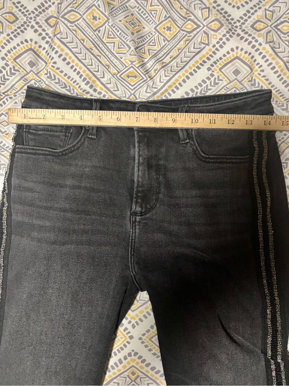 DRIFTWOOD Black Flared Jeans with Iridescent Side Beading (size 27) - Picture 5 of 9